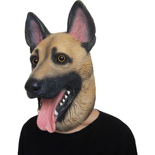 Animal Mask German Shepherd Latex Dog HeadFull Face Adult Mask Fancy Dress Cosplay Costume Prop Halloween Carnival Masquerade