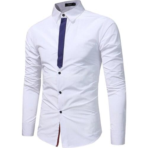 Mens Shirt Long Sleeve Turn Down Collar Cardigan Shirt With Ribbon Stitching Casual Single-Breasted Slim Type Tops