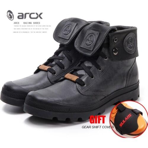 Mens Lapel Motorcycle Cow Leather boots Racing Motos Shoes Street Road waterproof Moto Bota Racing Boot riding Shoes 39-45