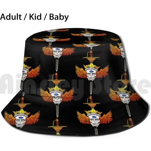 Certa In Potentia Sun Hat Foldable UV Protection Skull Blackjesus Blackjesus33 Sword Metal Heavy Metal Rest In
