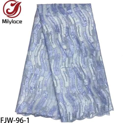 New African Lace Fabric High Quality French Sequins Tulle Lace Fabrics Nigerian Mesh Lace for Women Wedding Dress FJW-96