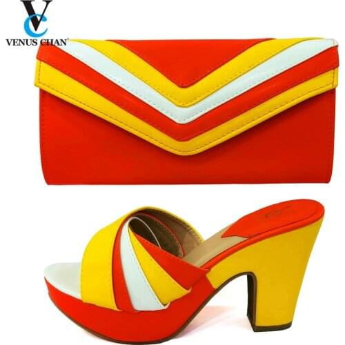 New Fashion Lasteat New 2021 Slippers Summer Newest Design 2022 Style Ladies Shoes and Bag in Orange Color for Party