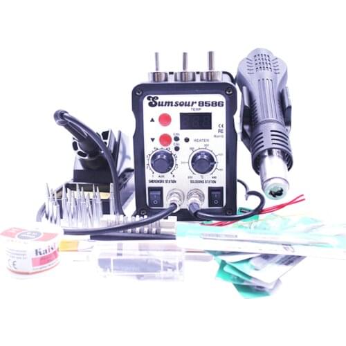 Soldering Station 8586 700W 2 in 1 Hot Air Gun Solder Iron BGA Rework Desoldering Station Heat Gun Welder Repair Tool Free Gifts
