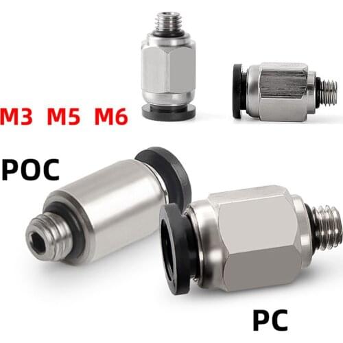 Pneumatic connector PC POC miniature 3mm 4mm 5mm 6mm M3 M4 M5 M6 1/8" BSP external thread hose one-button pneumatic pipe joint