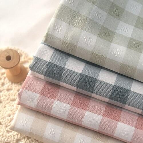 Half Meter Little Fresh Jaquard Plaid Polyester Cotton Fabric For Dress Shirt Garment Material CR-906