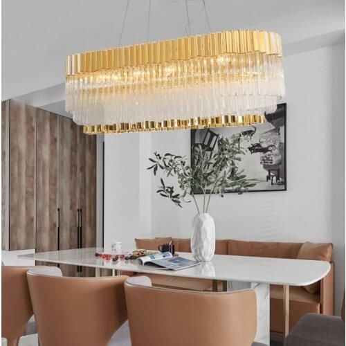 Postmodern crystal lamp Living room chandelier personality creative simple restaurant lamp light luxury gold long Nordic lamps