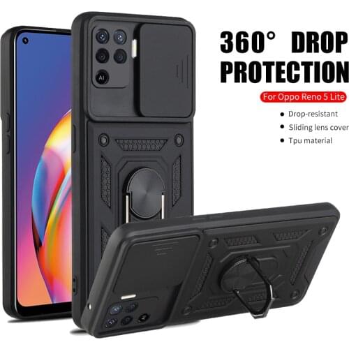 Shockproof Stand Ring Cases For OPPO Reno 5 Lite Push Pull Camera Protection Phone Cover Shell Fundas For Reno5 5Lite 5F F 6.43"