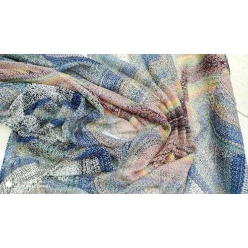 Telas Fashion 3d print african swiss voile lace tessuti summer dress chiffon fabrics wide pleated 100% silk fabric scarf textile