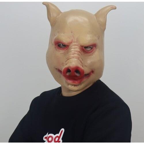 Horror Pig Head Masks Cosplay Animal Pig Scary Latex Masks Helmet Halloween Carnival Party Costume Props