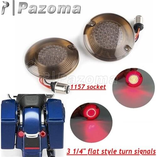 3 1/4" LED Turn Signals Flat Style Motorcycle 1157 Signal Light For Harley Electra Glide Road King Heritage Softail Road Glide