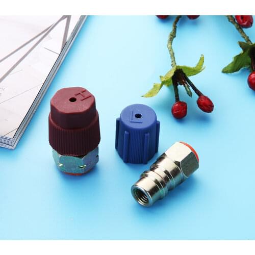 VODOOL 1 Pair R12 to R134A H/L AC Fitting Air Conditioning Refrigerant Quick Coupler Adapter Adjustable AC Manifold Gauge