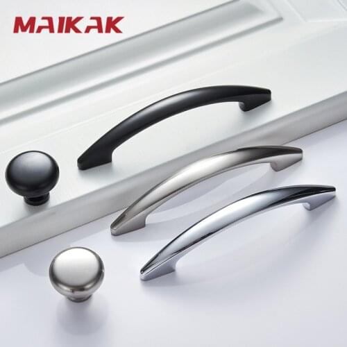 MAIKAK Bright chrome Handles Kitchen Cabinet Handles Solid Drawer Knobs Silver Cupboard Door Wardrobe Pulls Furniture Handle