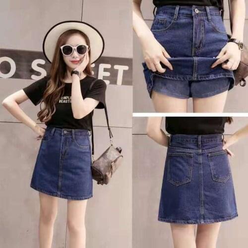 Hot A-line Short Skirts Torn Jeans Chic Fashion Girls Skirts Blue High Waist Denim Skirts Womens Summer Autumn New Stylish Holes