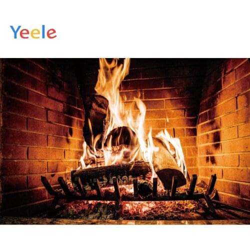 Yeele Fireplace Red Bricks Flame Warm Vitality Wood Photography Backdrops Personalized Photographic Backgrounds For Photo Studio