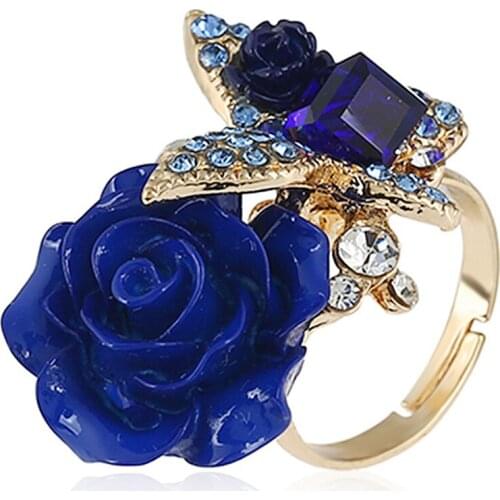 Fashion Retro Bohemia Flower Crystal Rhinestone Rings for Women Butterfly Ring Engagement Women Party Jewelry Bague Femme A0349