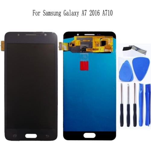 For Samsung Galaxy A7 2016 A7100 A710F A710 AMOLED LCD Display Touch Screen Digitizer Accessories Phone Parts For Galaxy A7 2016