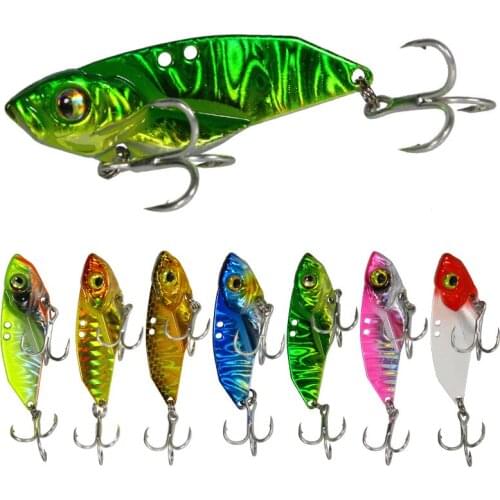 1pc Sequins Metal VIB Blade Lure 7g10g 15g 3D Eyes Pencil Spoon Spinner Balancer Fishing Lure Hard Bait Fishing Tackle with Hook