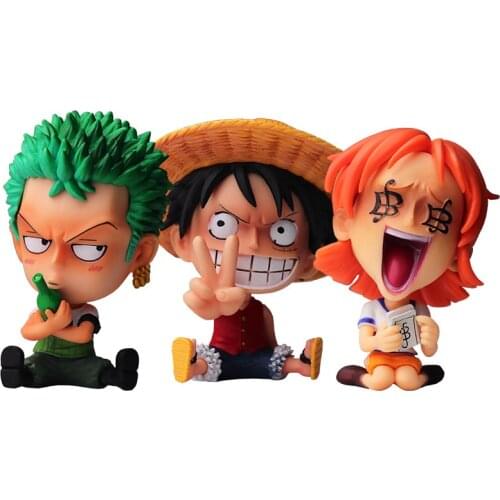 12CM Q Version Anime One Piece Series Nami Monkey D. Luffy Roronoa Zoro Sanji Nico Robin Action Figure Collection Model Toy
