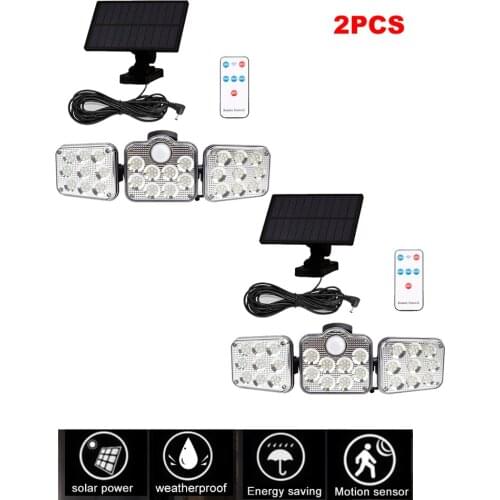 2pcs 138 led seperable remote PIR Motion Sensor Solar Lights 120 Outdoor Separable Light Garden Security Waterproof Wireless Wal