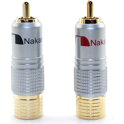 2PCS RCA Audio Connector 24K Gold Speaker Terminal Connector Nakamichi RCA Plug Audio Cable Male Lotus adapter RCA Adapter