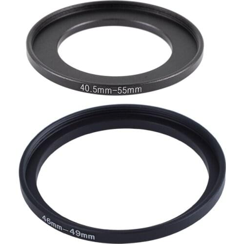 2 Pcs Replacement Camera Metal Filter Step Up Ring Adapter 40.5mm-55mm & 46mm to 49mm