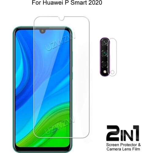 2 in 1 For Huawei P Smart 2020 Camera Lens Film & Screen Protector Guard Protective HD Tempered Glass Explosion Proof Anti-Shock