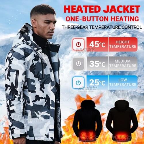 3 Areas Winter Heated Jacket Warm Thermal USB Heated Vest Womens Mens Clothing Winter Hiking Windbreaker Hunting Clothes Man