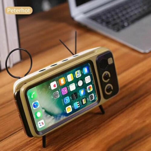 3 In 1 Wireless Speaker Retro TV Mini Portable Bluetooth Bass Speaker Mobile Phone Holder Stand Speaker Retro Photo Frame Gift