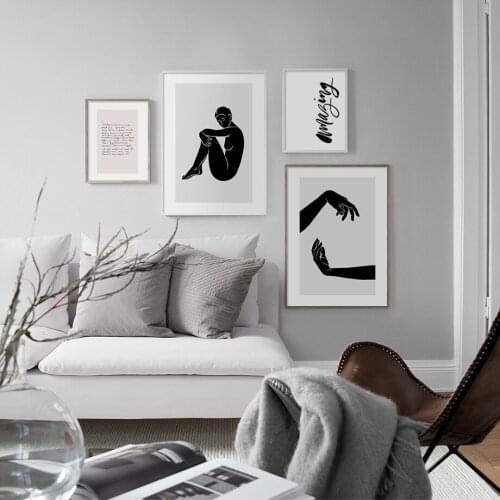 Abstract Woman Body Silhouette Motto Wall Art Print Paper Painting Nordic Posters And Prints Wall Pictures For Living Room Decor
