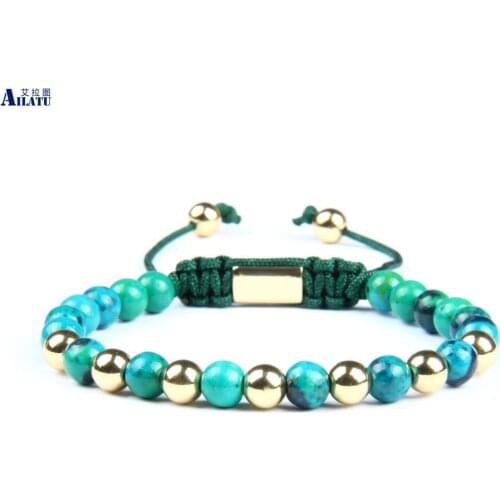Ailatu 6mm Stone Beads Beaded Braiding Bracelet Friendship Jewelry
