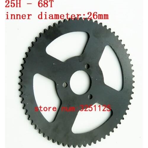 Free shipping Black Rear chain Sprocket 25H 68T 26mm 68 Tooth Black For 47cc 49cc Minimoto Pocket Bike Mini ATV Quad Motoparts