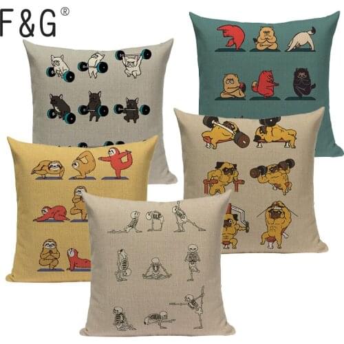 Pug Dog Yoga Latin Dancing Cushion Cover Sleep Dog Throw Pillow Cover Animal Cushion Cover Sofa Decoratove Pillow Case Custom