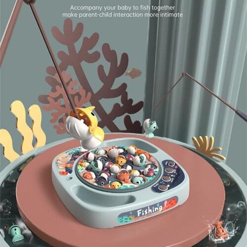 Childrens fishing game multicolor fish music fishing set toy board game boy girl education gift boxed