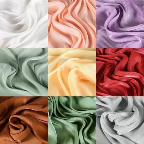 Glossy sea-island wrinkle satin texture skirt fabric Crystal silk shiny crumpled shirt Wedding Party Dress DIY fabric high-end