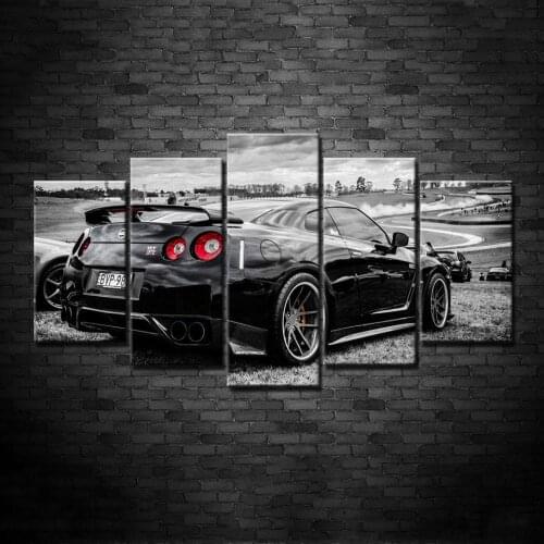 5Pcs Nissan GTR Luxury Sports Car HD Printed Oil Painting Modern Poster Home Decor Wall Art Canvas Living Room Modular Pictures
