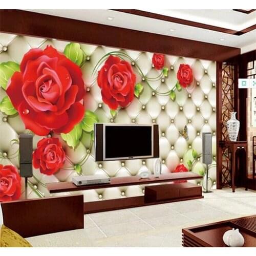 Custom Classic Photo Wallpaper 3D Embossed Soft Pack Red Rose Beautiful Flower Mural Living Room Wedding House Home Decor Fresco