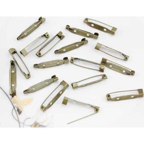 300pcs Metal antique Bronze Brooch back Pins clips settings Backs safety pins 30mm lead and nickle free
