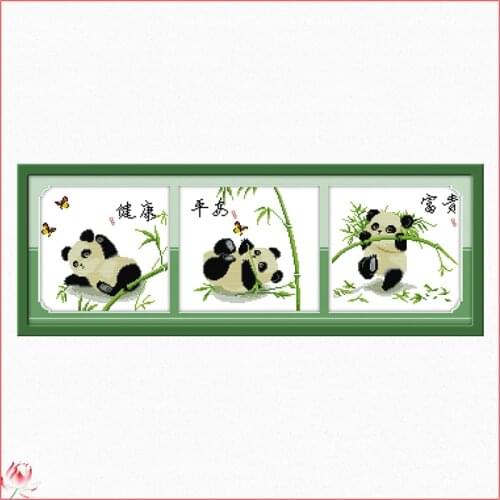 Cute Animal Panda Cross Stitch Kit 14CT 11CT Canvas Printed Fabric Embroidery Kit DIY Needlework Sewing Set Home Deco Painting
