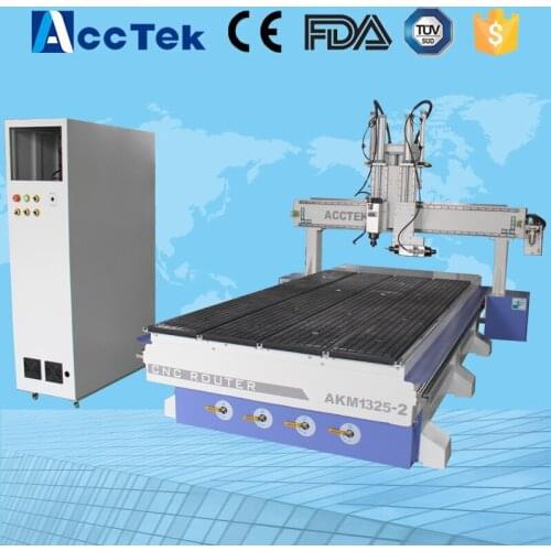 Furniture equipment wood router 1325 china cnc lathe machine with two air cooling spindles