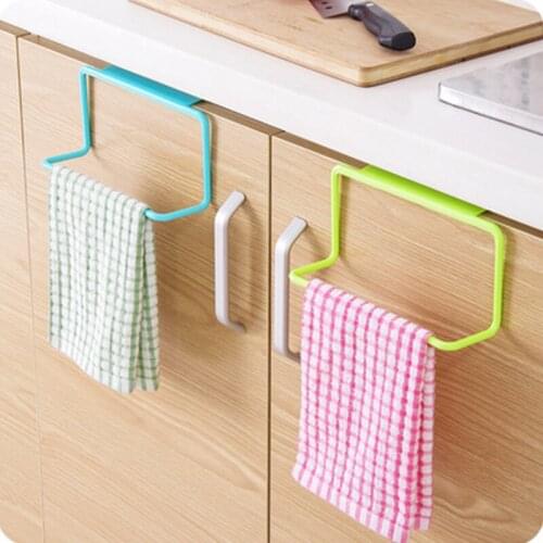 Cupboard Door Single Pole Towel Rack Plastic Traceless Rag Rack Towel Pole Multi-purpose Sundries Storage and Finishing Rack