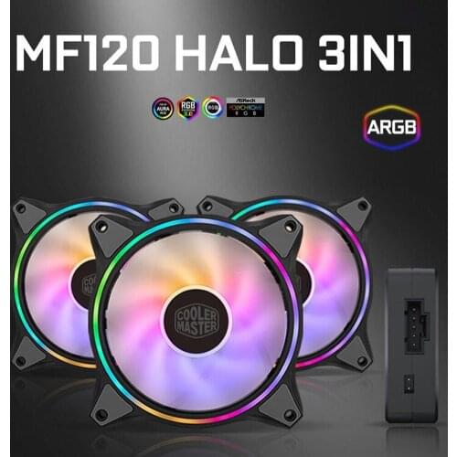 MF120 HALO 12cm 4-Pin PWM 3 Cooling Fans Gorgeous Lighting PC Case ARGB Radiator Video Graphics Card Water Cooler Radiator
