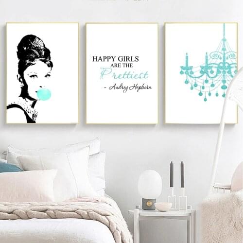 British Goddess Actress Bubbles Poster Art Prints , Fashion Chandelier Pictures Canvas Painting Modern Girls Room Wall Art Decor
