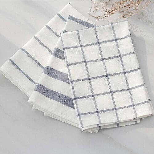 Striped Lattice Tablecloth Napkin Restaurant Home Japanese-style Cotton Decoration Insulation Placemat Photo Background Cloth
