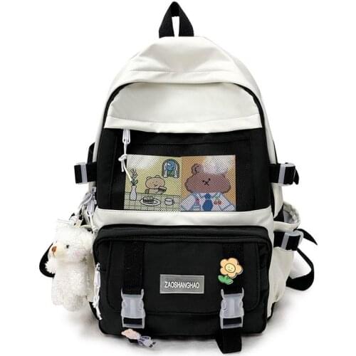 SHENGMEIYU Kawaii Nylon Women Backpack Fashion Waterproof Rucksack for Teen Girls School Bag Cute Student Bookbag Travel Mochila