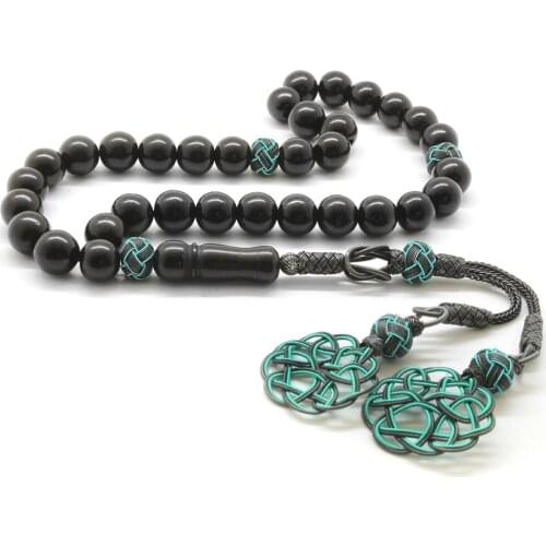 Tesbihane 1000 Sterling Silver Kazaz Tassels Sphere Cut Russian Oltu Rosary