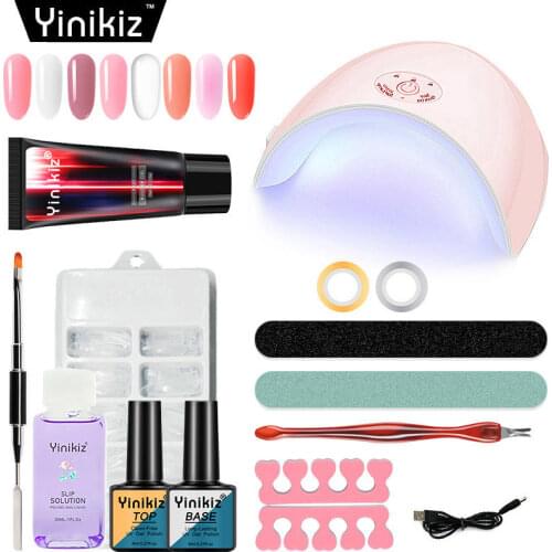 Yinikiz UV Builder Gel Poly Extension Nail Gel Kit Nail Art Manicure Tools 36w LED Fast Dry Camouflage Color Nail Polish Set