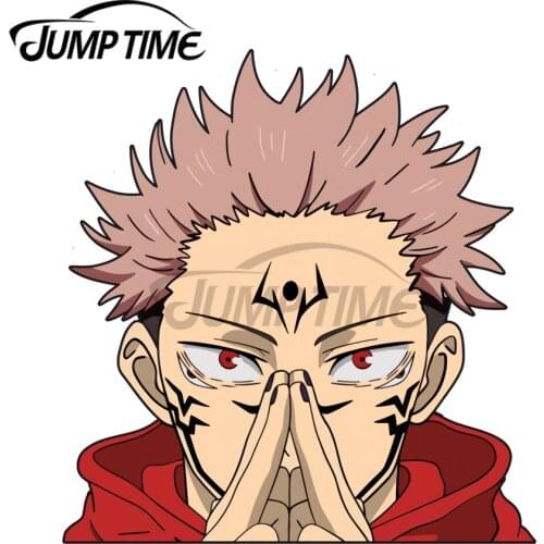 Jump Time 13 x12.5cm For Jujutsu Kaisen Sukuna Peeker Car Stickers Sunscreen Vinyl JDM Waterproof Anime RV VAN 3D DIY Fine Decal