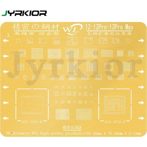 WL Gold BGA Reballing Stencil For iPhone 6/6SP/7P/8P/X/11/XS/12 PRO MAX Motherboard IC CPU NAND Planting Tin Template Steel Mesh