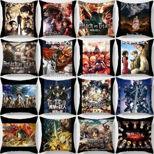 ZENGIA Attack On Titan Cushion Cover 45x45cm Cartoon Character Pillow Cover Decorative Pillows For Sofa Home Decor Pillowcase