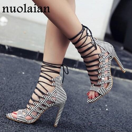 11CM Womens Gladiator Peep Toe High Heel Shoes Summer High Heels Sandals Woman Platform Pumps Wedding Pump Shoes 35-43